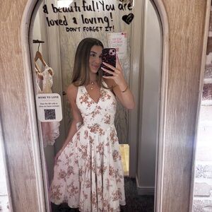 Altar'd State White and Pink Floral Midi Dress